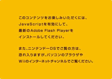 ̃Recy݂ɂ́AJavaScriptLɂāAŐVAdobe Flash PlayerCXg[ĂB܂Ajeh[DSł́̕A܂Ap\R̃uEUWiĩC^[lbg`lłB