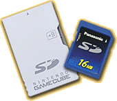 別売のSDカードアダプタとSDメモリーカード